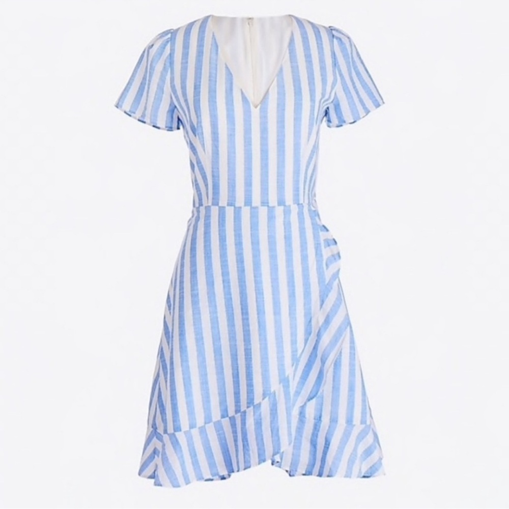J. Crew Light Blue and White Striped Mini Dress